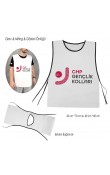 CHP logolu beyaz kırmızı biyeli 50x70 cm nonwoven belden bağlamalı promosyon miting önlüğü